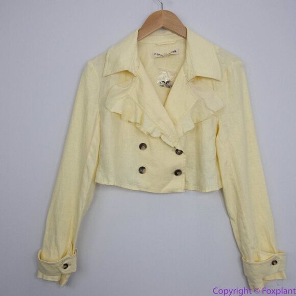 NEW Free People 100% Linen Crossover Back Bennie Crop Blazer, L - Picture 3 of 16